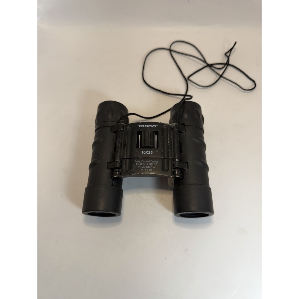 Tasco 10x25 Compact Folding Binoculars Fully Coated‎ Optics Black